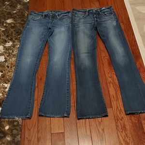 Two pair American Eagle size 8 extra long jeans